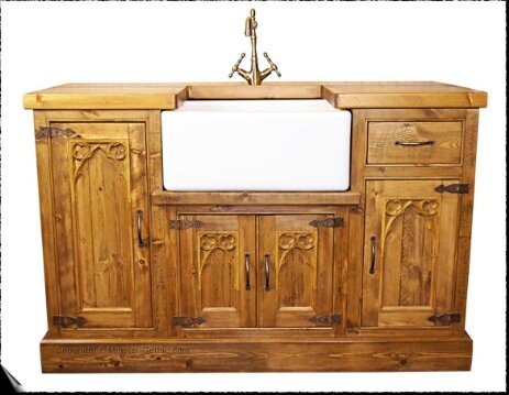 Minster Gothic Rustic Kitchen Belfast Sink Unit.   Click on this photo for a larger image.