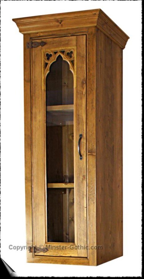 Minster Gothic Rustic 400mm Counter-top Glazed Cupboard. Click on the photo for a larger image.