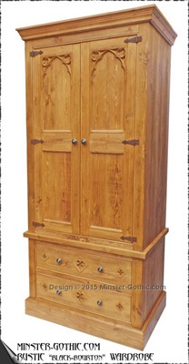 Minster Gothic Rustic "Black-Bourton" Wardrobe