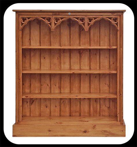 Minster Gothic Classic "Corrina" DVD/Bookcase in Antique Pine Finish