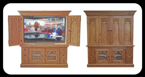 Minster Gothic PC Cabinet with bi-fold doors.