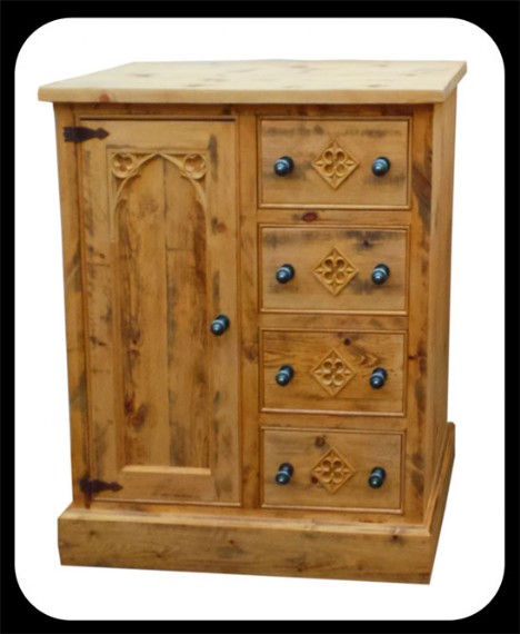 Minster Gothic Rustic Style "Alma" Cabinet with  Drawers/Storage