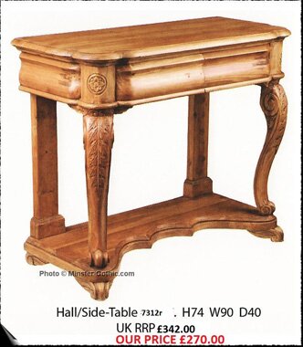 KeenPine Classics Carved-Leg Hall Table #7312r
