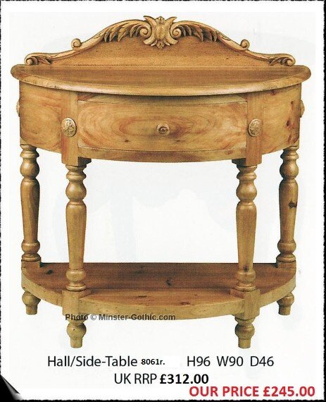 KeenPine Classics Bow-Front Hall / Side Table #8061r