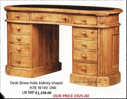 KeenPine Classics Kidney Shaped Knee-hole Desk #0112